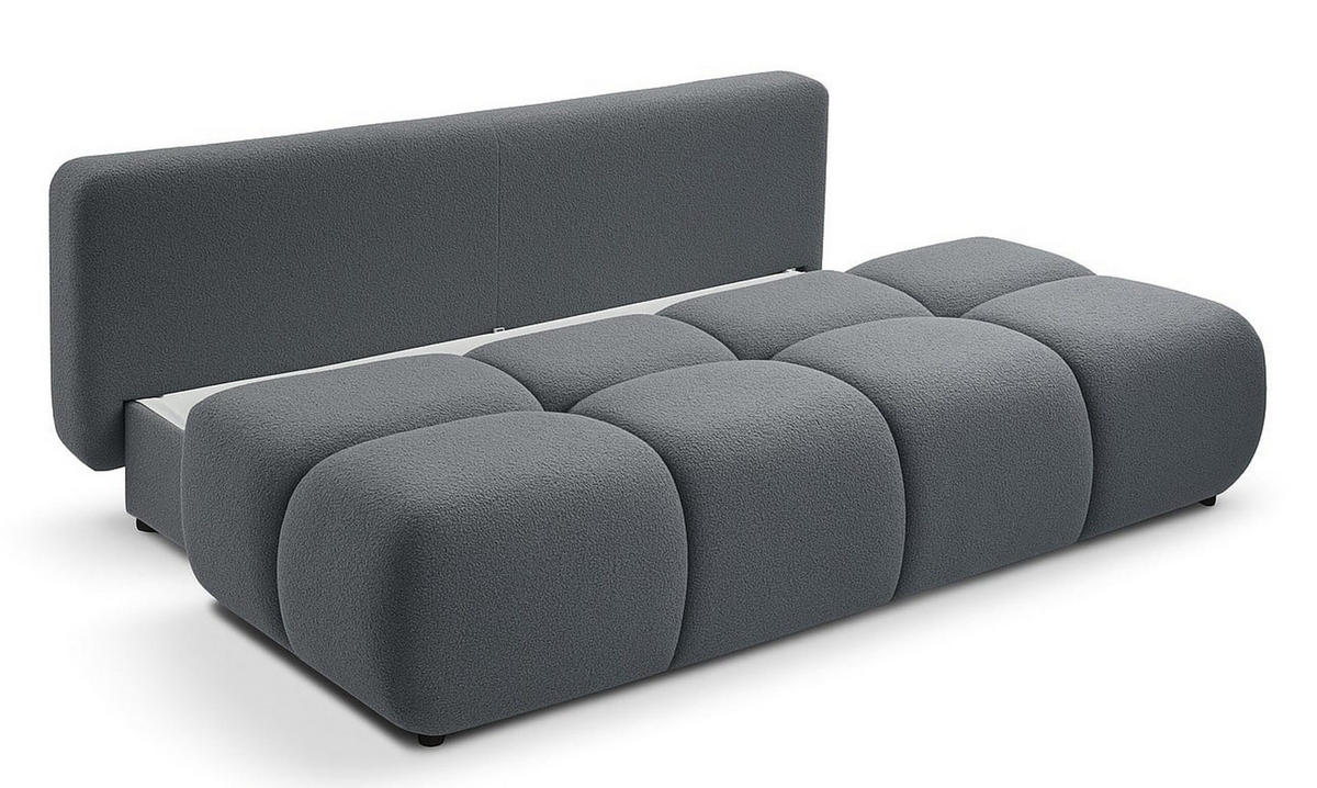 SCHLAFSOFA MILA, Sofa mit Schlaffunktion und Bettkasten, Farbe: Grau, Bouclé-Stoff - Grau, Textil (214/89/104cm) - Sepro Meble