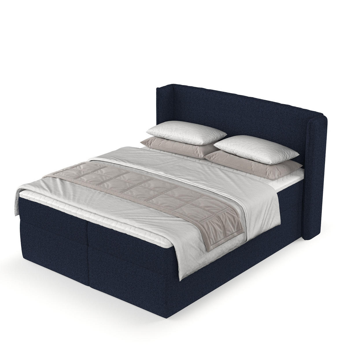 BOXBETT Viva 140/200 cm Marineblau im Riva Stoff - Schwarz/Dunkelblau, Holz/Holzwerkstoff (140/200cm) - AltaBeds