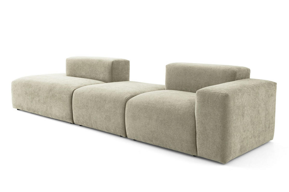 4-SITZER modulares Sofa HEAVEN SET 4 Links, Breite 335 cm Webstoff Olivgrün - Schwarz/Olivgrün, Holz/Kunststoff (335/71/102cm) - Muffo