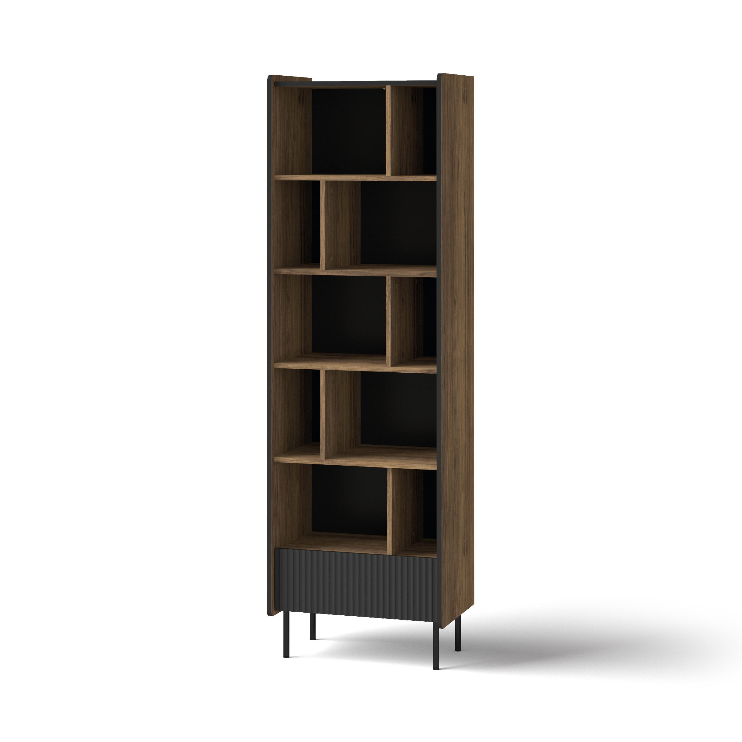Beautysofa Bücherregal Schwarz, Dunkelbraun 59x191x40 cm