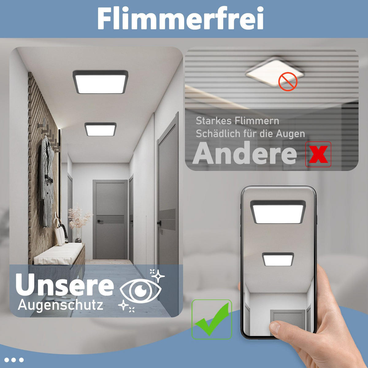 LED-DECKENLEUCHTE Luhn 23/23/2.4cm - Schwarz, Kunststoff (23/23/2.4cm) - Nettlife