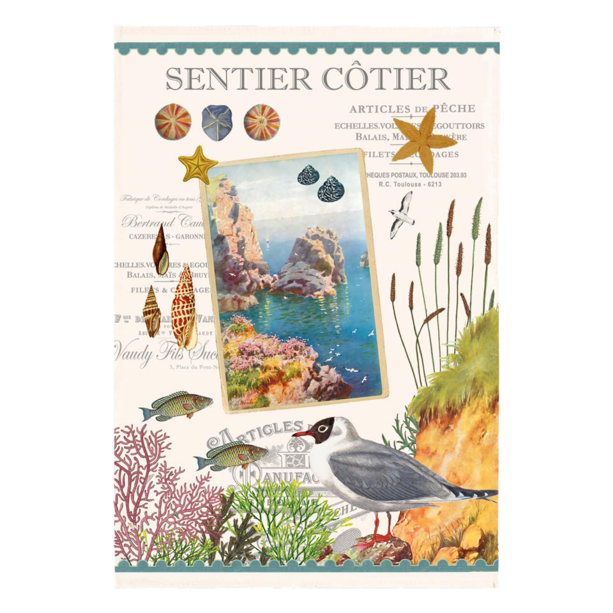 GESCHIRRTUCH Sentier côtier ekrü 48 x 72 cm - Weiß, Textil (48/72cm) - Winkler