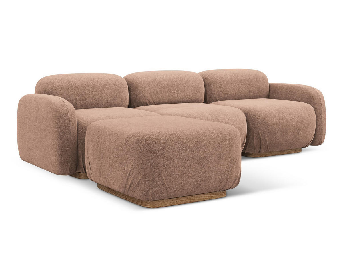 ECKSOFA Beidseitig Bouclé Stoff Pink - Pink/Hellrosa, Holz/Textil (270/190cm) - Makamii