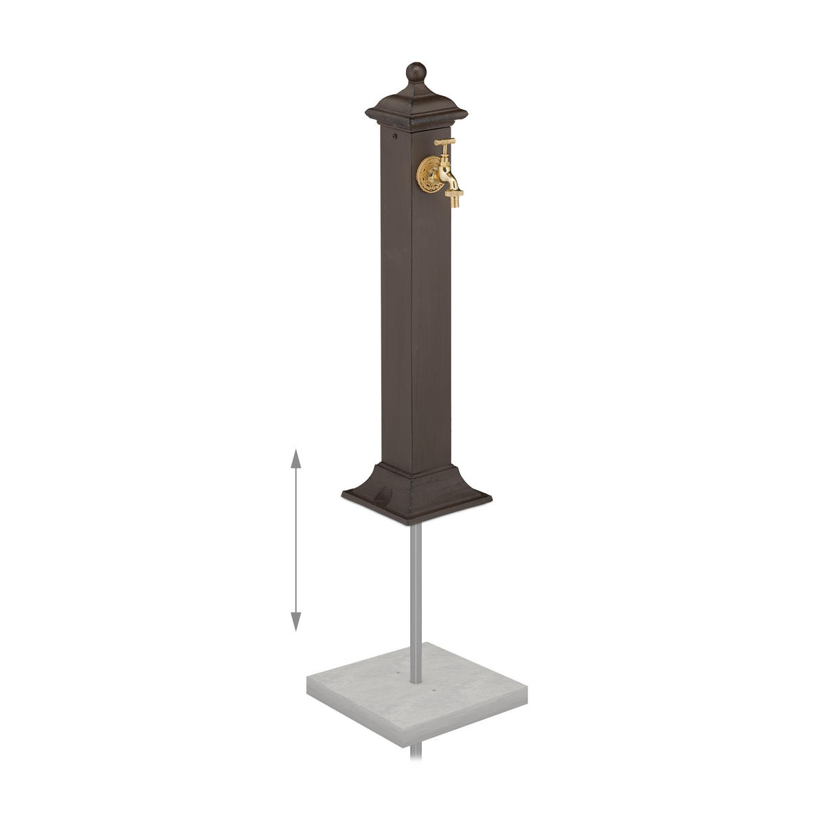 STANDBRUNNEN - Dunkelbraun, Metall (21/17/71cm) - Relaxdays