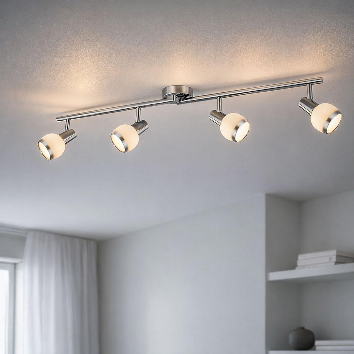 LED DECKENLEUCHTE Karde Chrom Silber - Silberfarben, Glas (80/8/15cm) - Globo Lighting