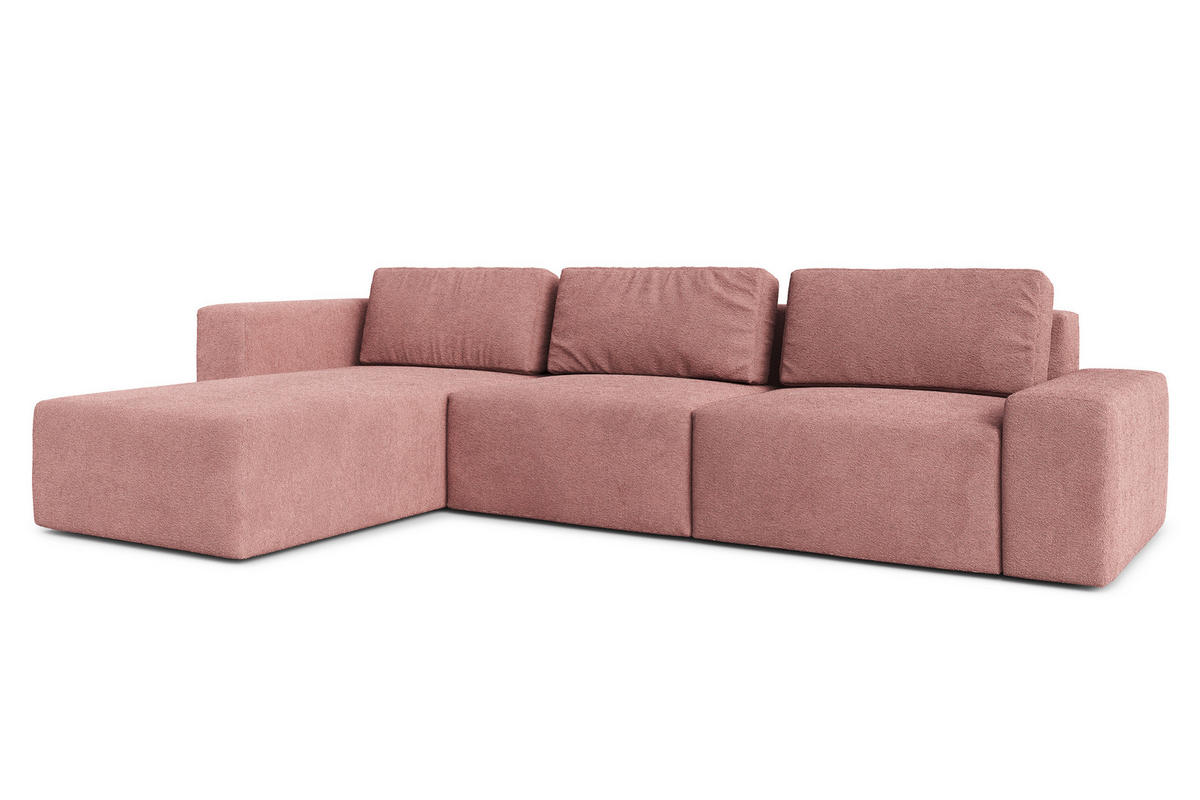 ECKSOFA L Form Arkleton Rosa 360/180/93 cm Links Stil & Komfort - Pink/Schwarz, Kunststoff/Textil (180/360cm) - AX Living
