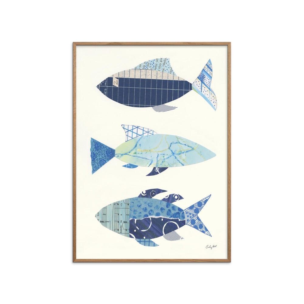 POSTER mit Rahmen Wild Apple - Go With the Flow IV - Blau/Eichefarben, Holz/Papier (70/100cm) - Poster&Frame