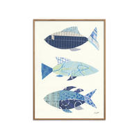 POSTER mit Rahmen Wild Apple - Go With the Flow IV - Blau/Eichefarben, Holz/Papier (70/100cm) - Poster&Frame