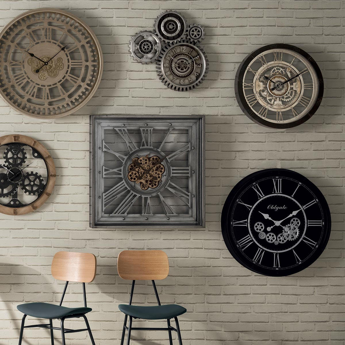WANDUHR industrieller Stil 61,5/61,5/61,5 cm - Braun, Kunststoff (61.5/61.5/61.5cm) - Atmosphera Createur d´interieur