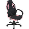 GAMINGSTUHL mit Kopfkissen, Mesh-Gewebe, Rosa+Schwarz - Schwarz/Rosa, Textil/Metall (62/104/72.5cm) - Woltu