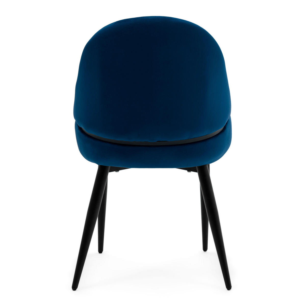 STUHL BERGAMO gepolsterter mit Steppung - dunkelblau - Samt Velour - Blau/Schwarz, Textil/Metall (56/91/61cm) - NEW HOME