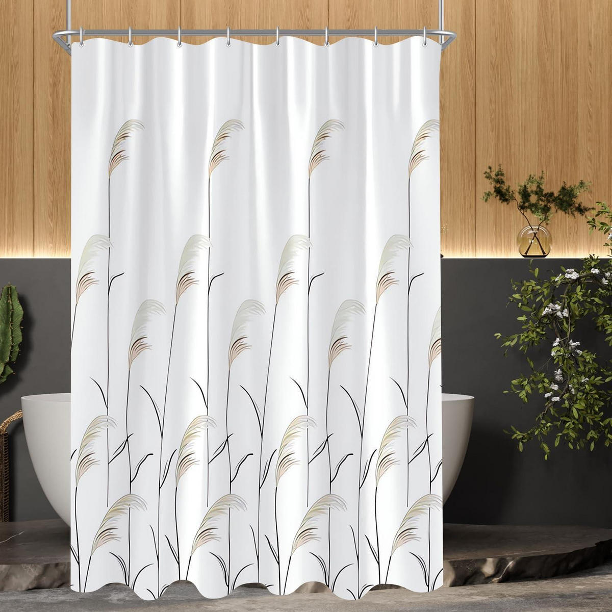 DUSCHVORHANG Weizenohr 80 x 180 cm - Weiß, Textil (80/180cm)