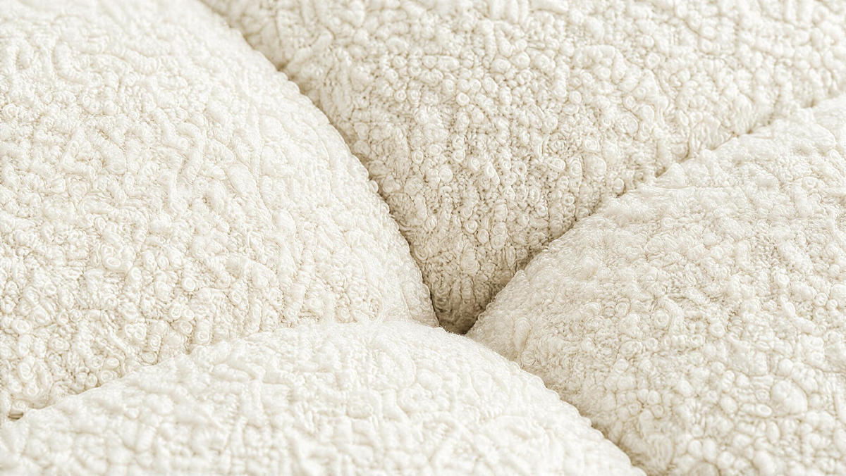 WOHNLANDSCHAFT OVIA U mit Bettkasten und Schlaffunktion, Bouclé-Stoff in U-Form - Beige, Textil (350/80/185cm)