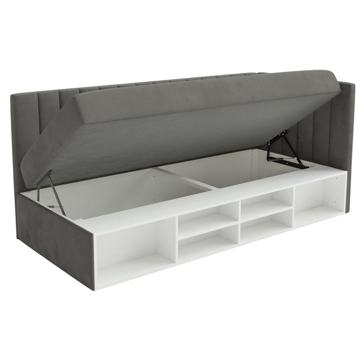 JUGENDBETT Ventrio Dunkelgrau Easy-Clean-Samtbezug 90x200 cm - Dunkelgrau, Holz/Textil (90/200cm) - Selsey