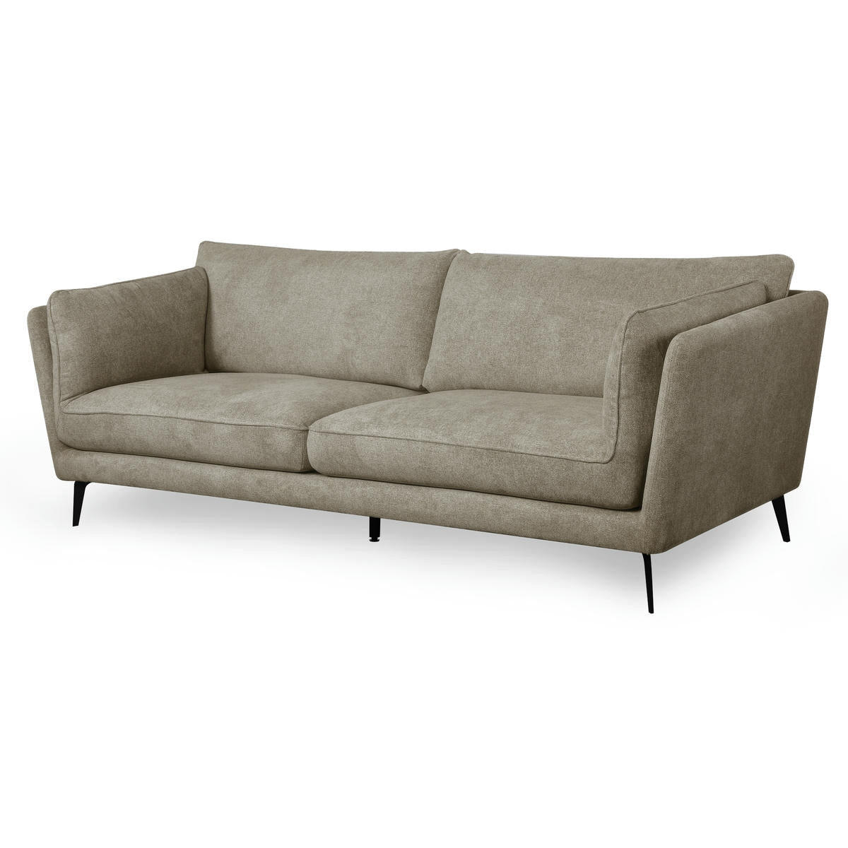 DREISITZER-SOFA Webstoff Beige - Beige/Schwarz, Textil/Metall (224/84/92cm) - Furnhouse