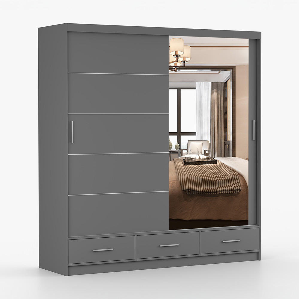 KLEIDERSCHRANK Florence 203 cm, 203/218/61, 2-türig, grau - Grau, Holzwerkstoff (203/218/61cm) - imoebel24