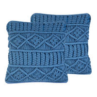 DEKOKISSEN 2er-Set Blau 45/45 cm Karatas - Blau, Naturmaterialen/Textil (45/45cm) - Beliani