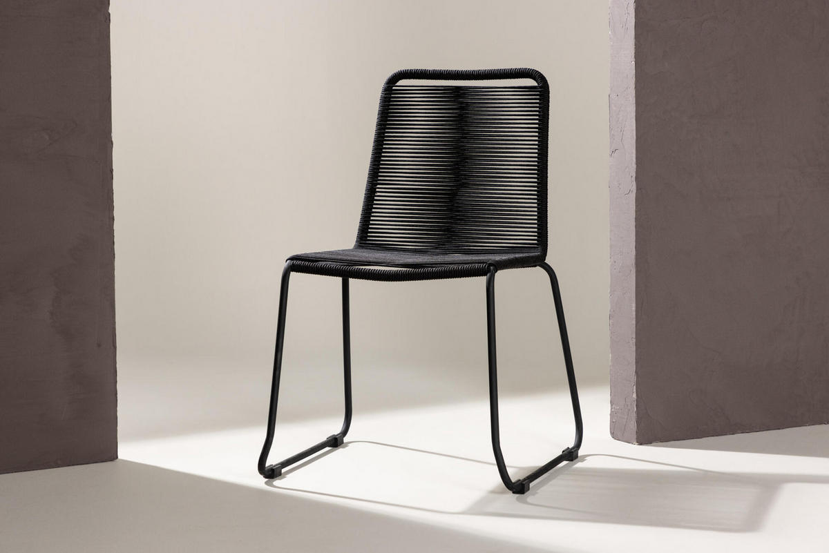 GARTENESSSTUHL LINDOS Schwarz 57x59x86 cm - Schwarz, Metall (57/86/59cm) - FURNLUX