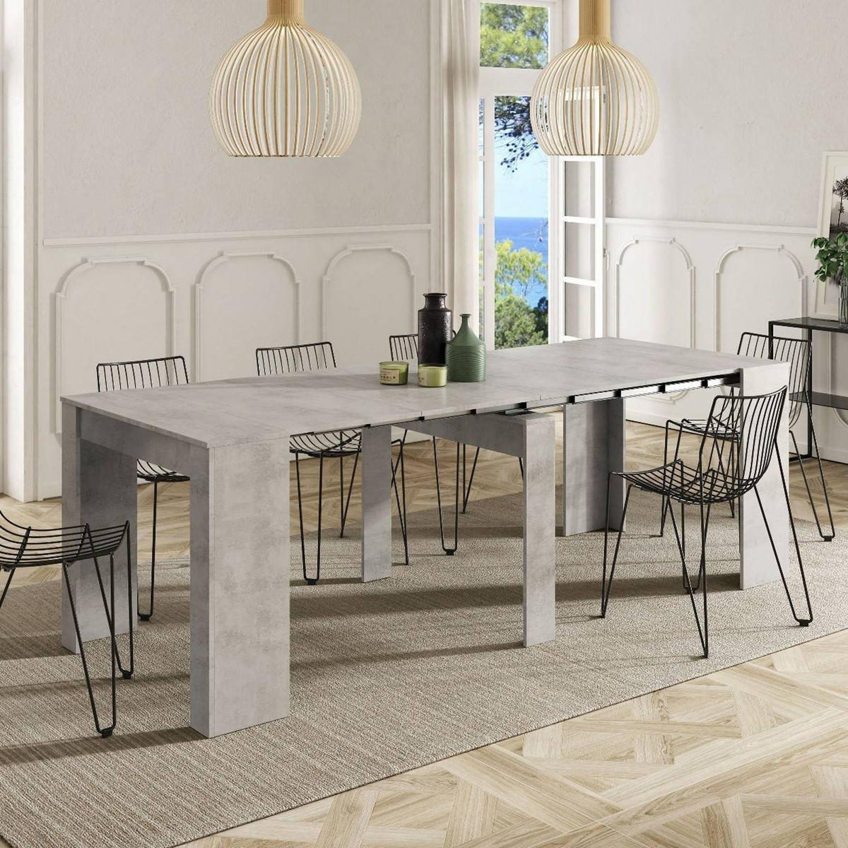 TISCH Ausziehbar Zement 51/90/78 cm - Grau, Holzwerkstoff (90/78/51cm) - DMORA