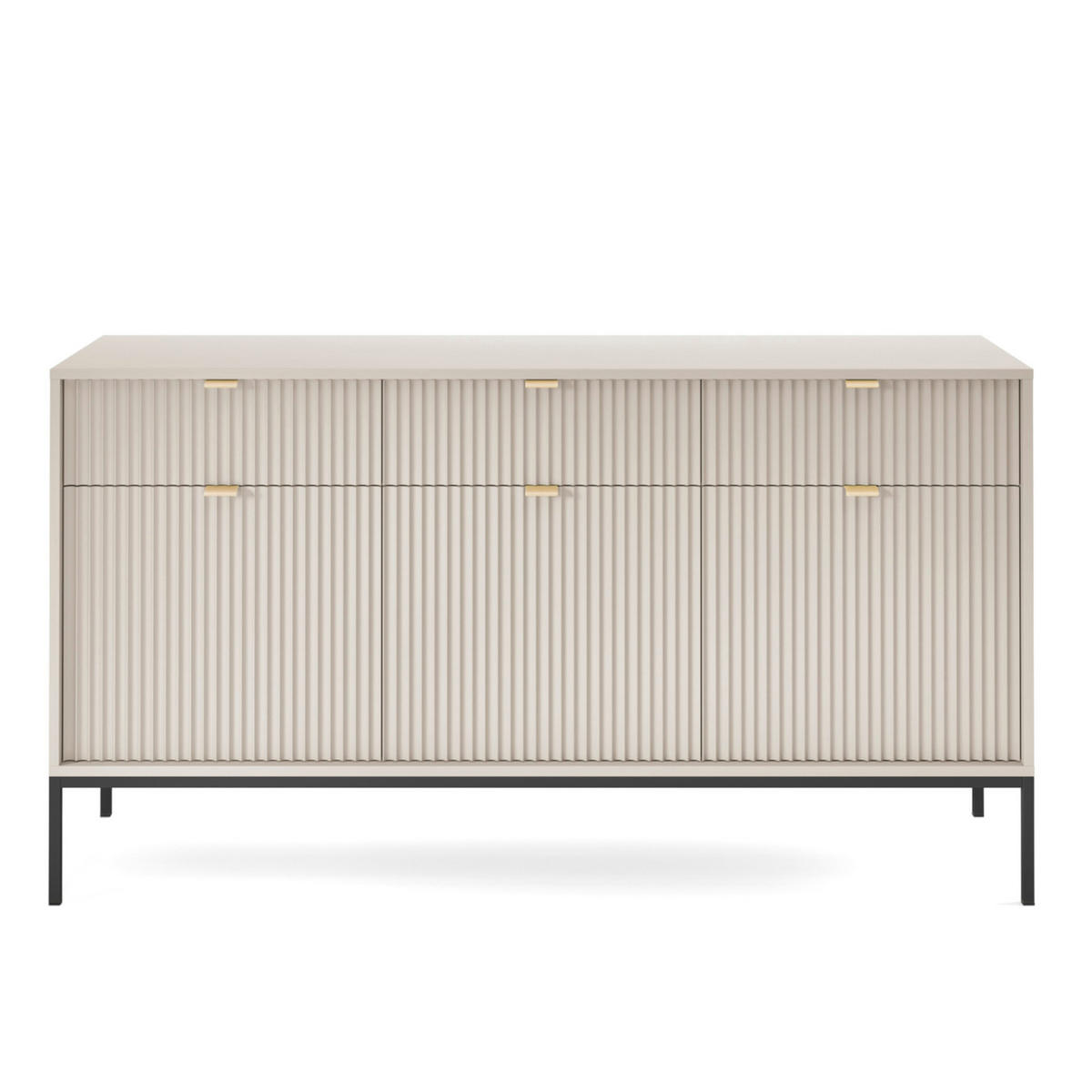 SIDEBOARD NANAIMO KOM3-3D3S Profilierte Fronten, Kaschmir - Kaschmir, Holzwerkstoff/Kunststoff (154/83/39cm) - Komodee