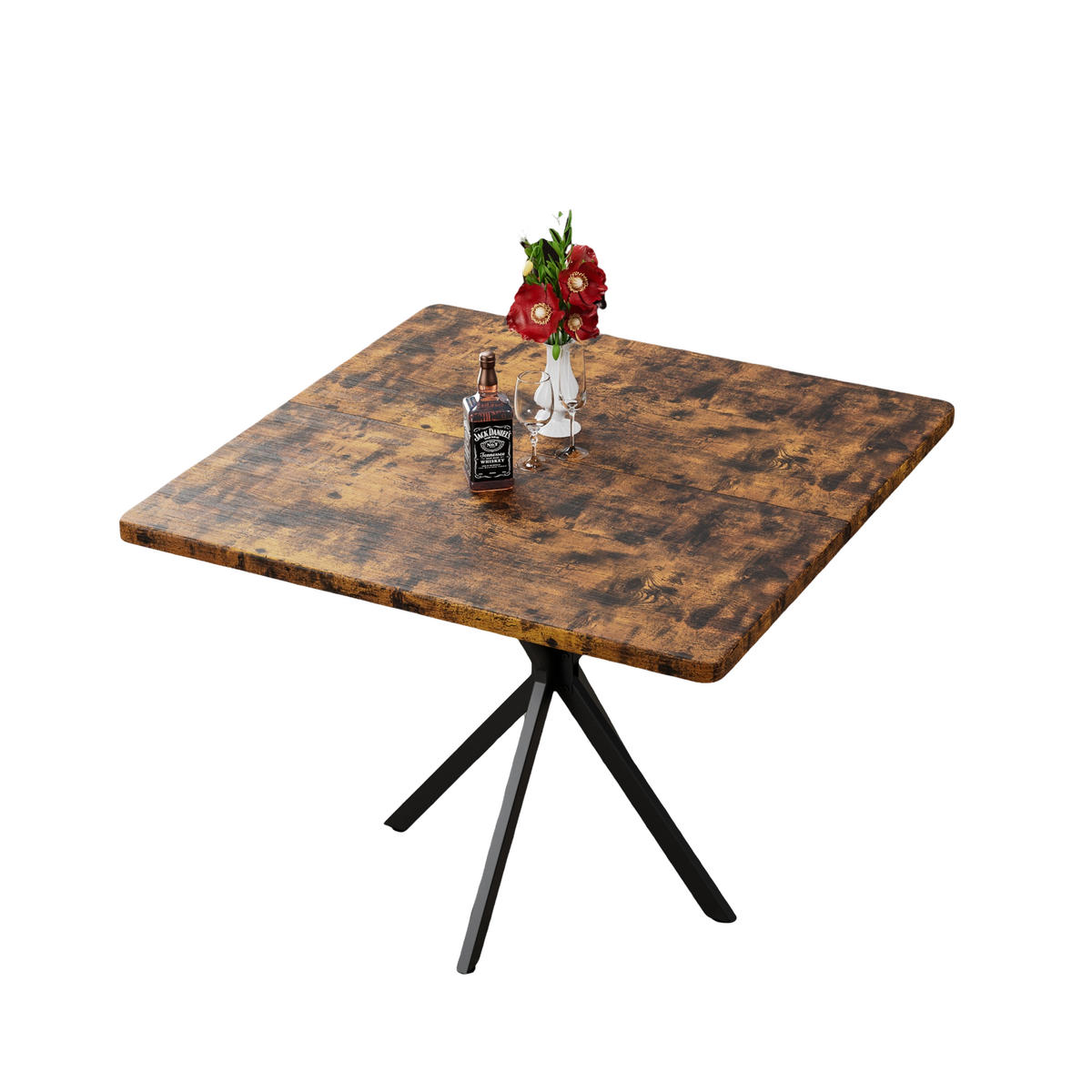ESSTISCH Brauner mit Metallbeinen - Braun, Holz (98/98/76cm) - Oxeza