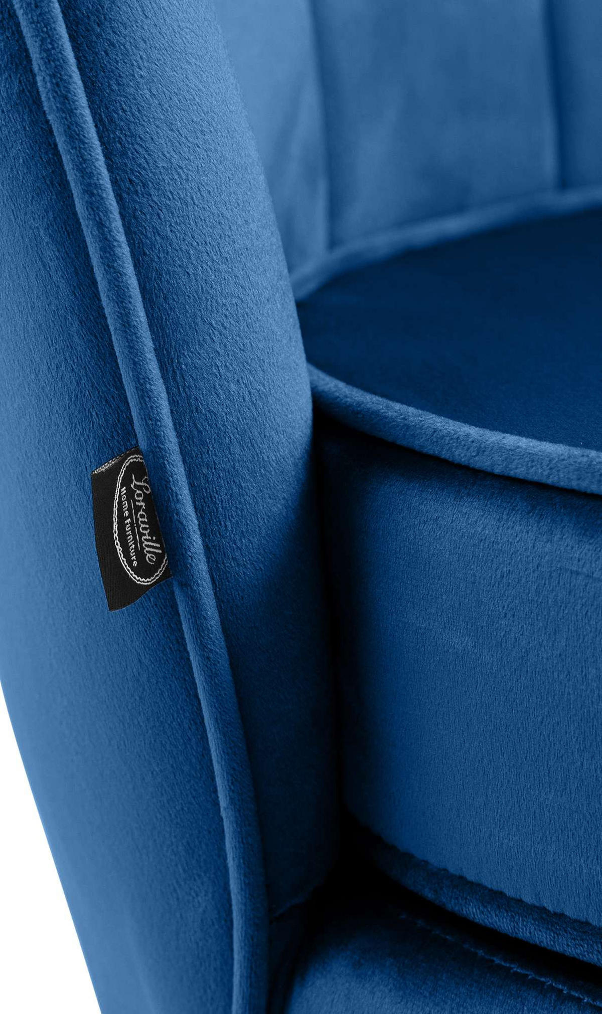 ARMLEHNENSTUHL Samt blau - Blau/Goldfarben, Textil/Metall (74/76/60cm) - CLP