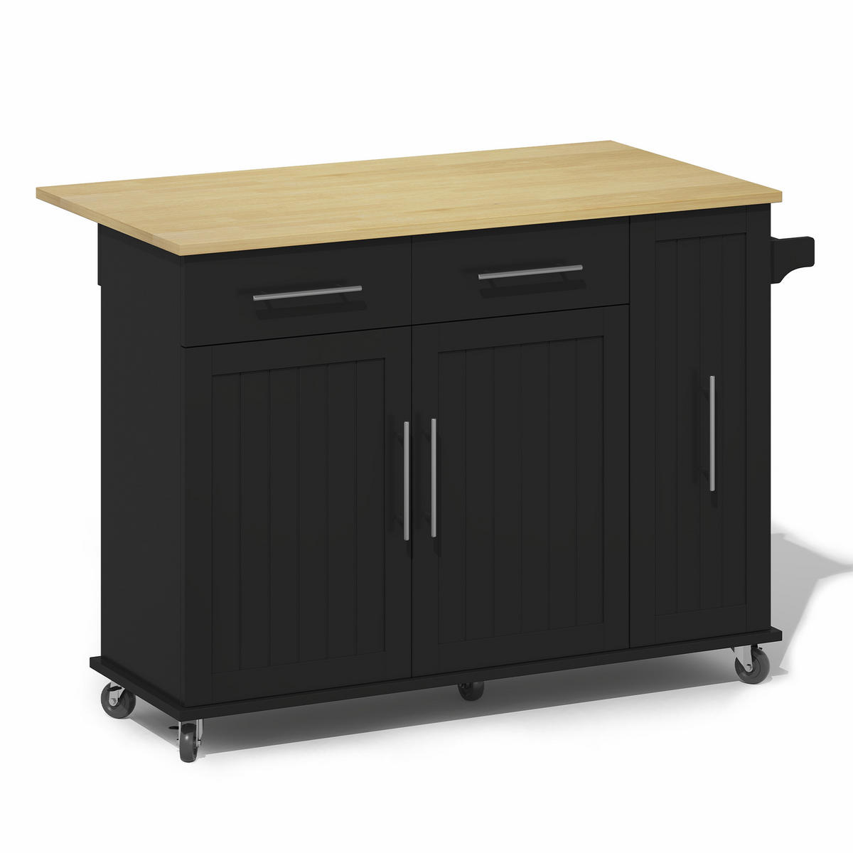KÜCHENINSEL 120/40(65)/90 cm Schwarz mit Klappblatt, 3-Tier Auszug und 2 Schubladen - Schwarz, Holz/Holzwerkstoff (120/90/40cm) - Oxeza