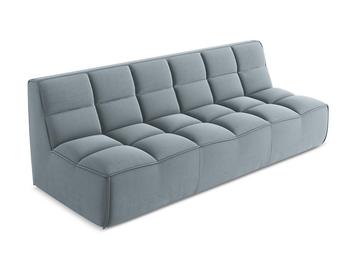 3-SITZER SOFA Samt Stoff Blau - Blau/Schwarz, Kunststoff/Textil (210/75/93cm) - Makamii