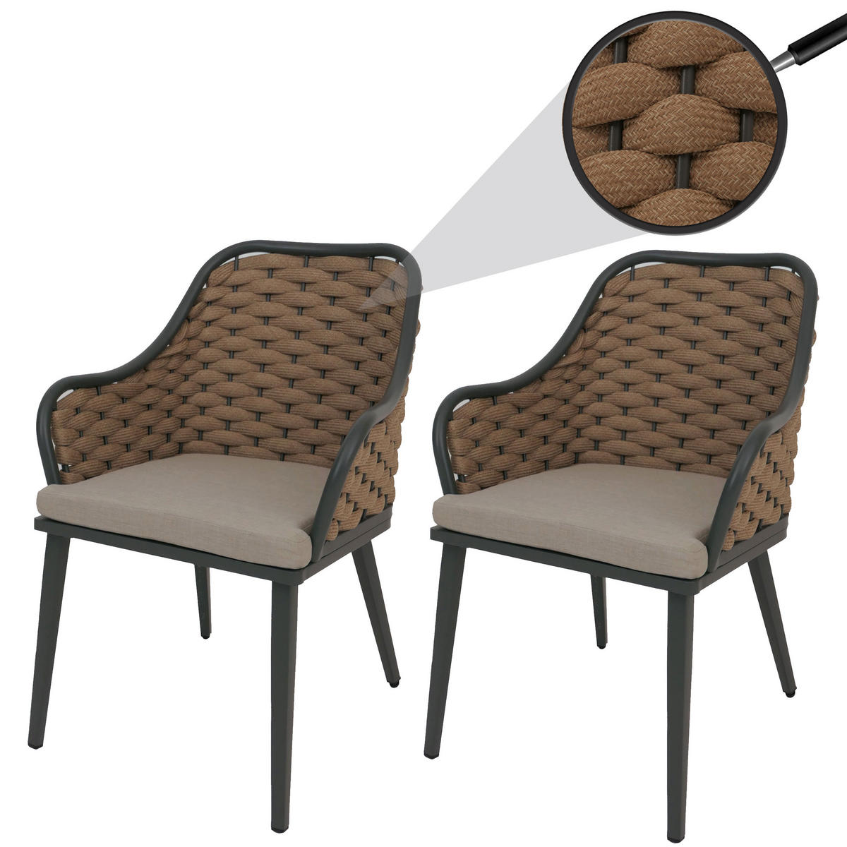 GARTENSTUHL Beige, Braun - Beige/Braun, Textil (59/84/63cm) - MCW