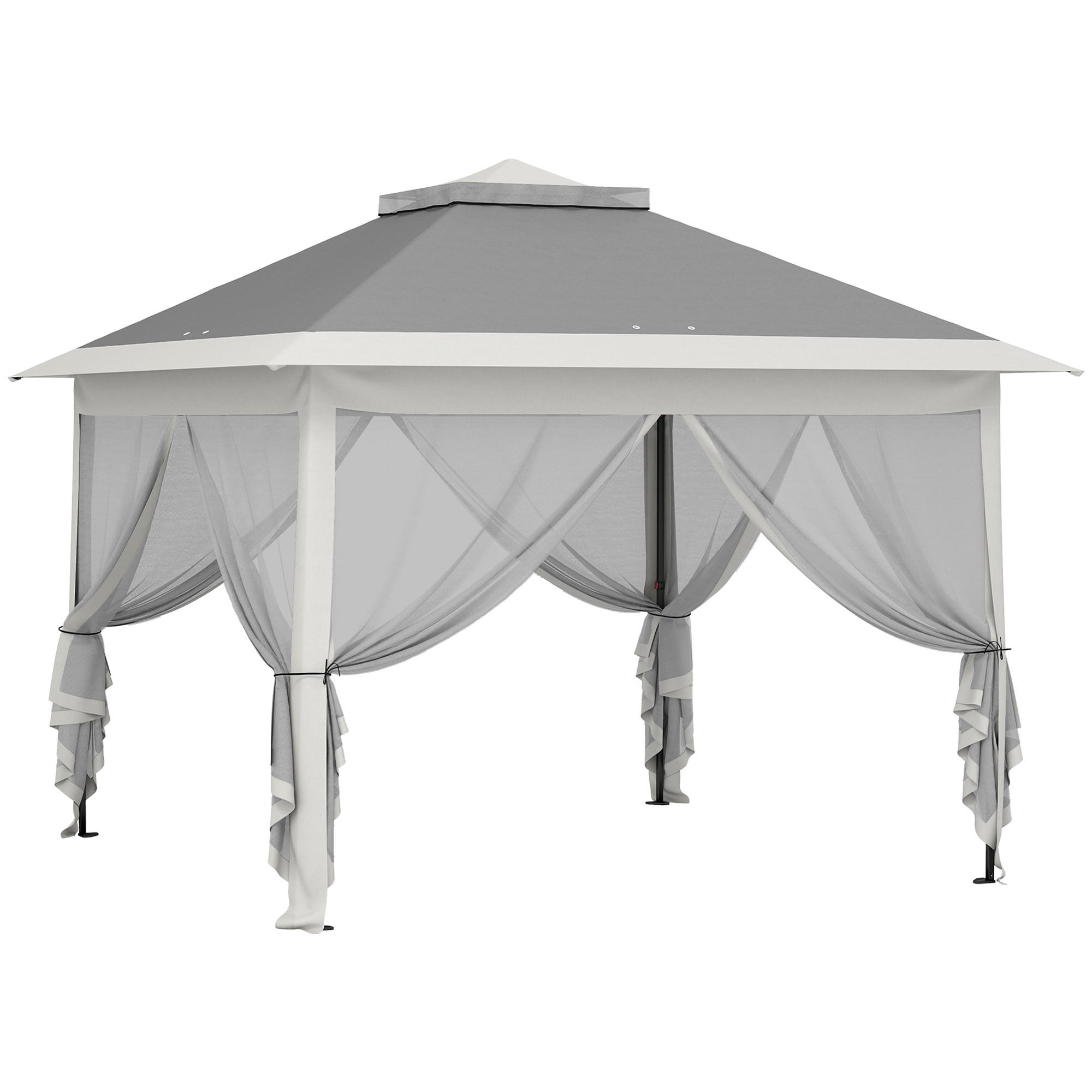 PAVILLON 3,3x3,3m, wasserabweisend Stabil Winterfest Pop-up Faltpavillon Grau - Dunkelgrau, Metall (330/288/330cm) - Outsunny