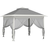 PAVILLON 3,3x3,3m, wasserabweisend Stabil Winterfest Pop-up Faltpavillon Grau - Dunkelgrau, Metall (330/288/330cm) - Outsunny
