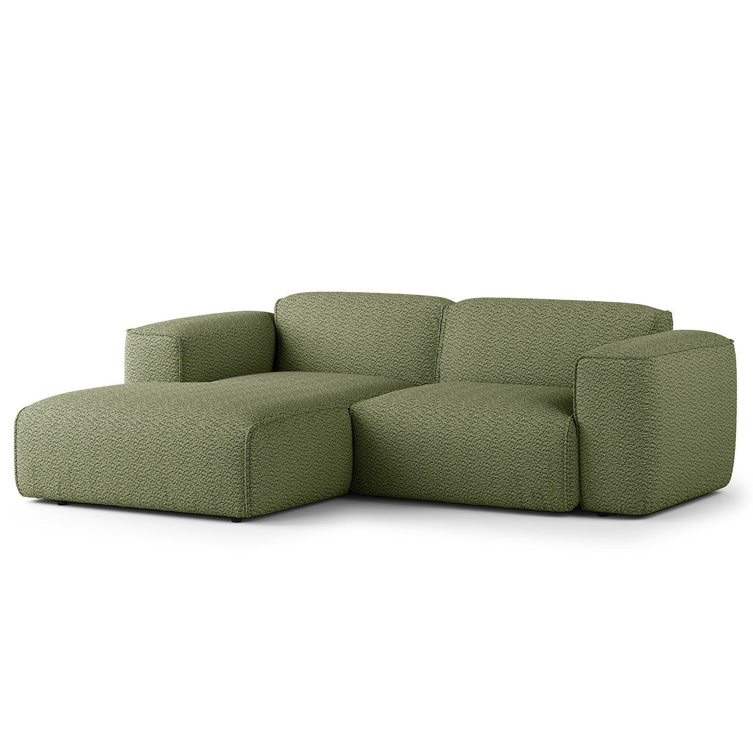 ECKSOFA mit XL-Longchair - Schwarz/Grün, Kunststoff/Textil (260/171cm) - home24