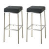 BARHOCKER 2er Set Stoff dunkelgrau - Edelstahlfarben/Dunkelgrau, Textil/Metall (37/80/37cm) - CLP