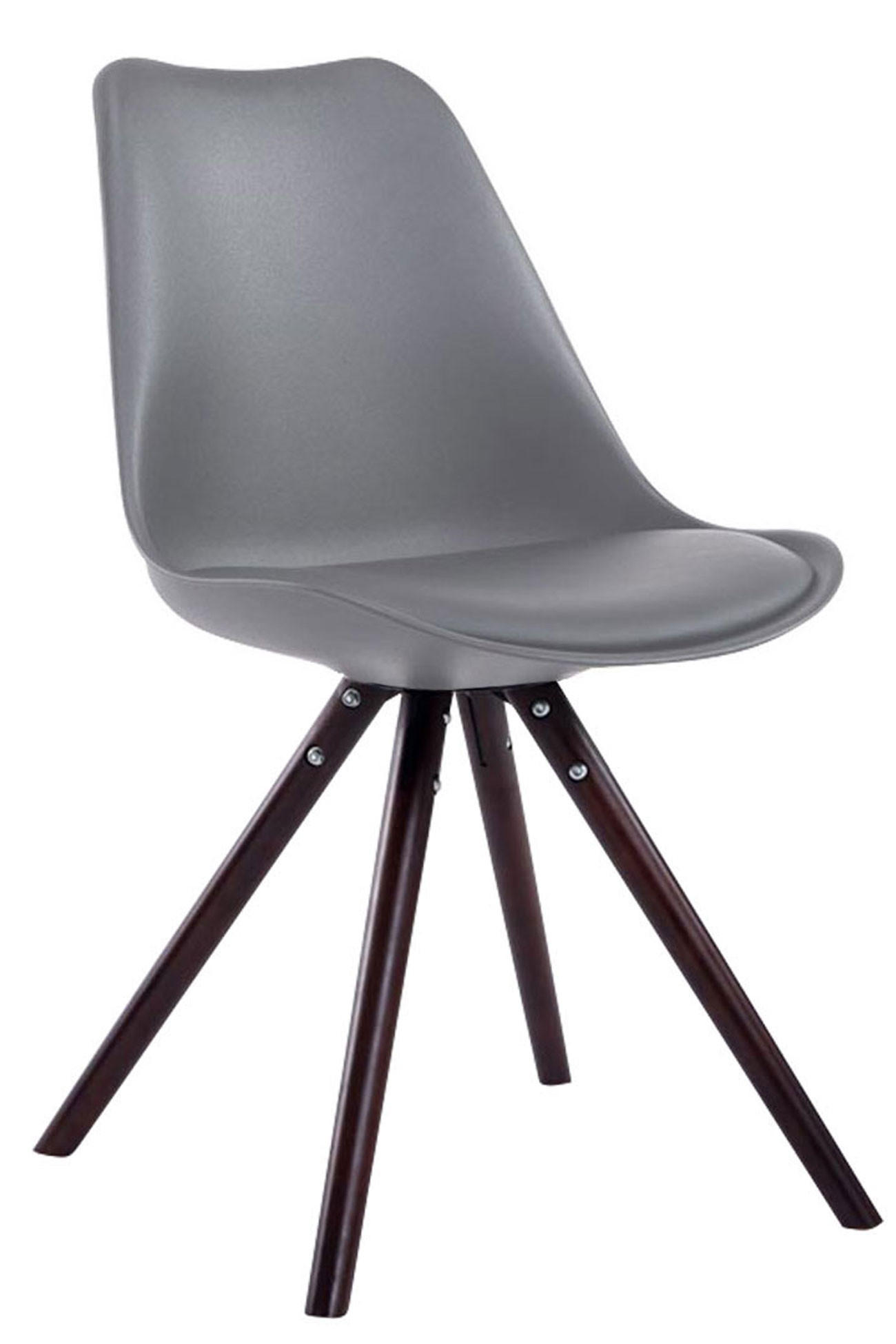 BESUCHERSTUHL Toulon Kunstleder, Gestell Cappuccino Rund Grau - Grau/Cappuccino, Holz/Buchenholz (48/83/56cm) - TPFLiving
