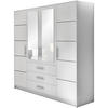DREHTÜRENSCHRANK Balid 4-Türen, mit 3 Schubladen und Spiegel, Weiß - Weiß, Holzwerkstoff (196/200/58cm) - Beautysofa