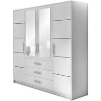 DREHTÜRENSCHRANK Balid 4-Türen, mit 3 Schubladen und Spiegel, Weiß - Weiß, Holzwerkstoff (196/200/58cm) - Beautysofa