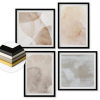 WANDBILDER 4er-Set - 50x50 cm & 40x60 cm Schwarzer Rahmen - Warme Aquarell-Pastelltexturen - Schwarz, Kunststoff (50/50cm) - ArtPrintCave