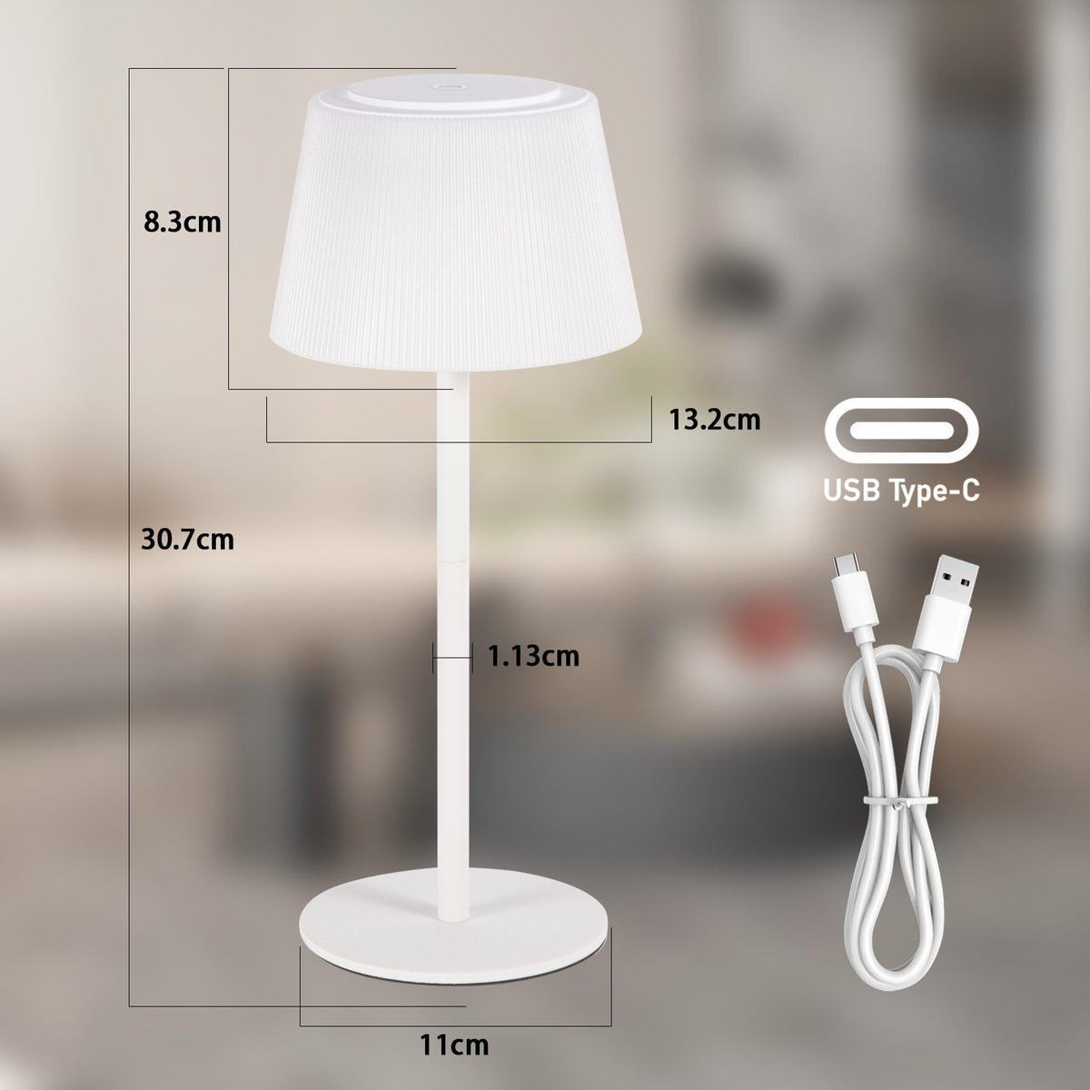 LED stolní lampa Abdank 13/13/30,5cm - bílá, plast (13/13/30.5cm) - Nettlife