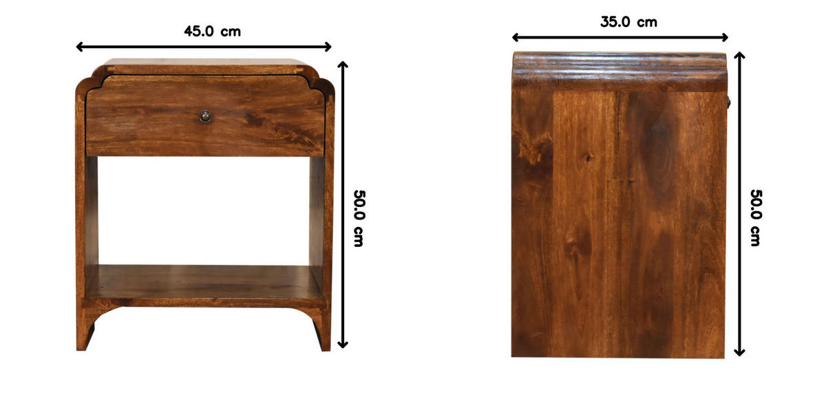 NACHTTISCH Newton, 1-Schublade, 1 Offenes Fach, Braun - Messingfarben/Braun, Holz/Metall (45/50/35cm) - Artisan Furniture