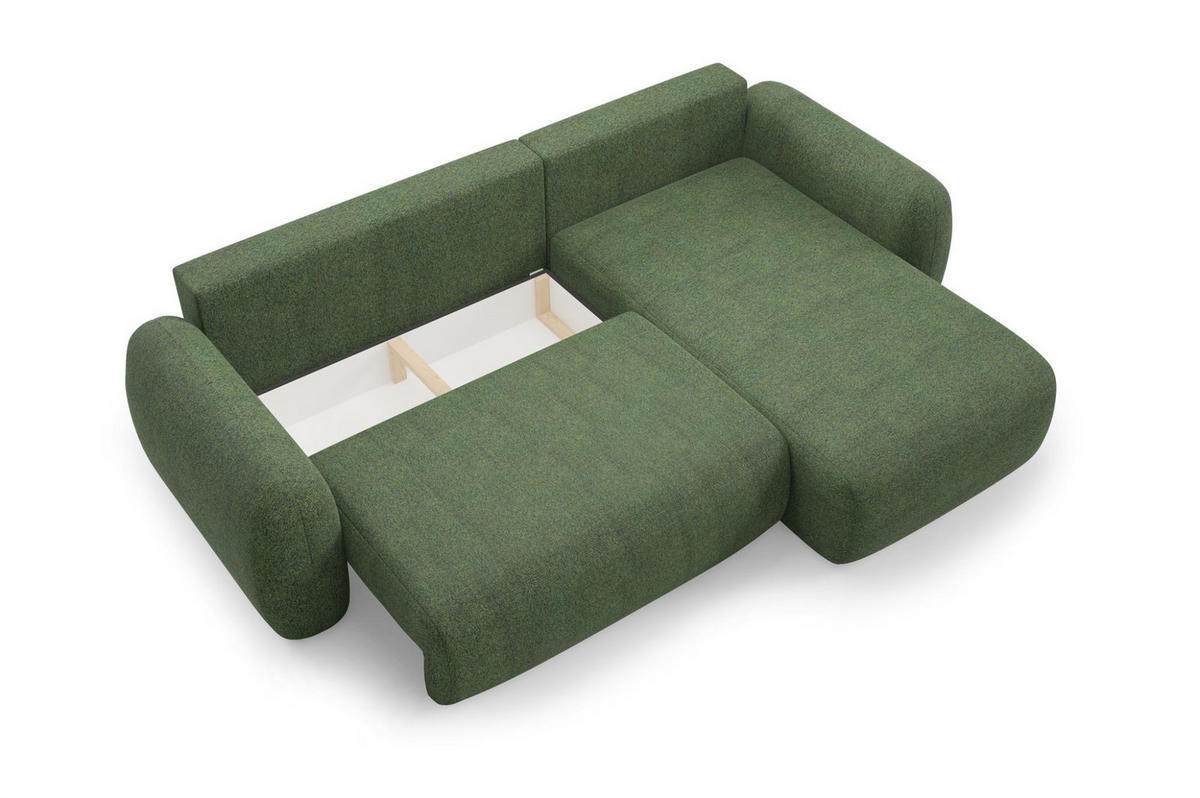 ECKSOFA Gaston Mit Schlaffunktion - Grün, Holzwerkstoff/Textil (304/190cm) - Fun Möbel