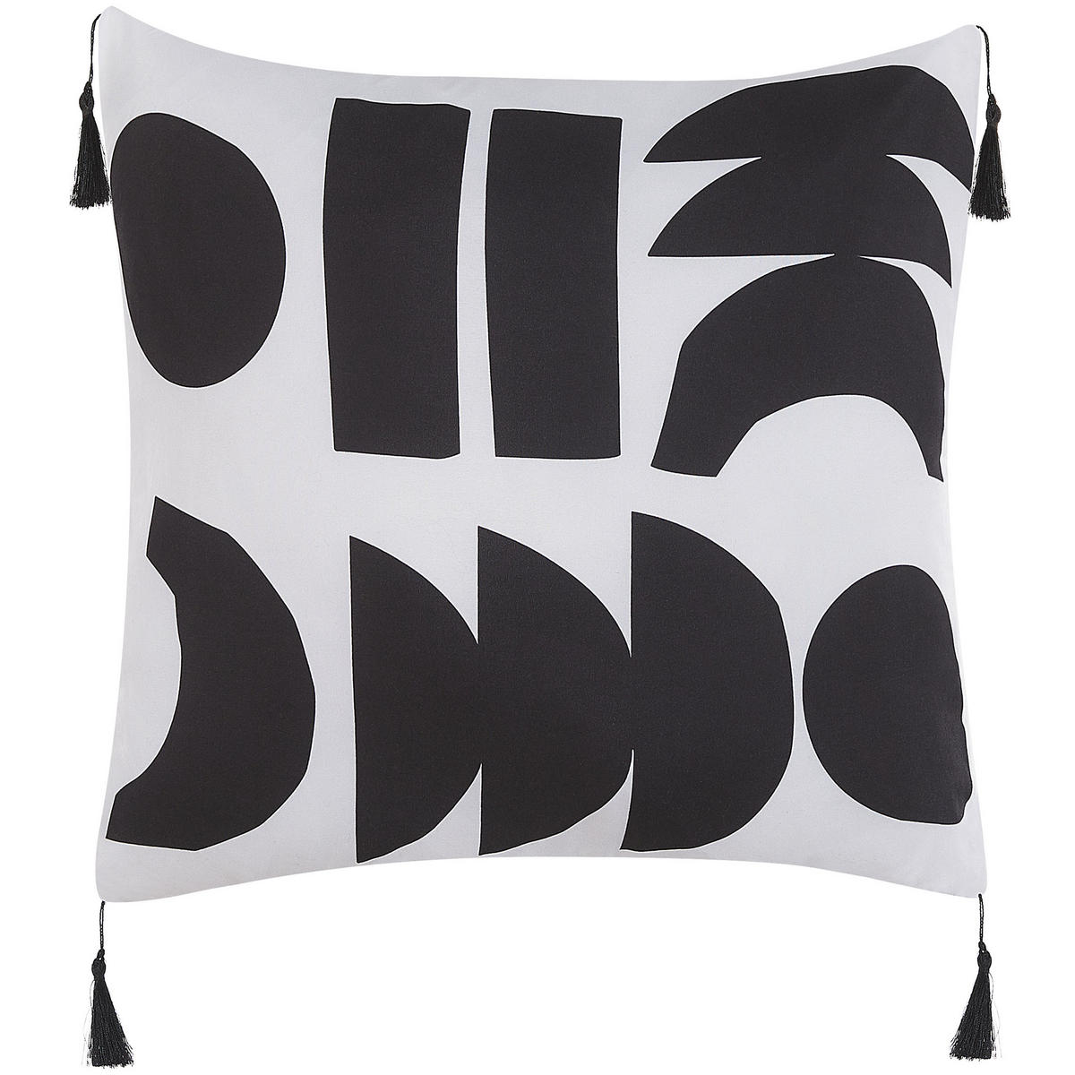 DEKOKISSEN 2er-Set Schwarz-Weiß 45/45 cm Liriope - Schwarz, Textil (45/45cm) - Beliani