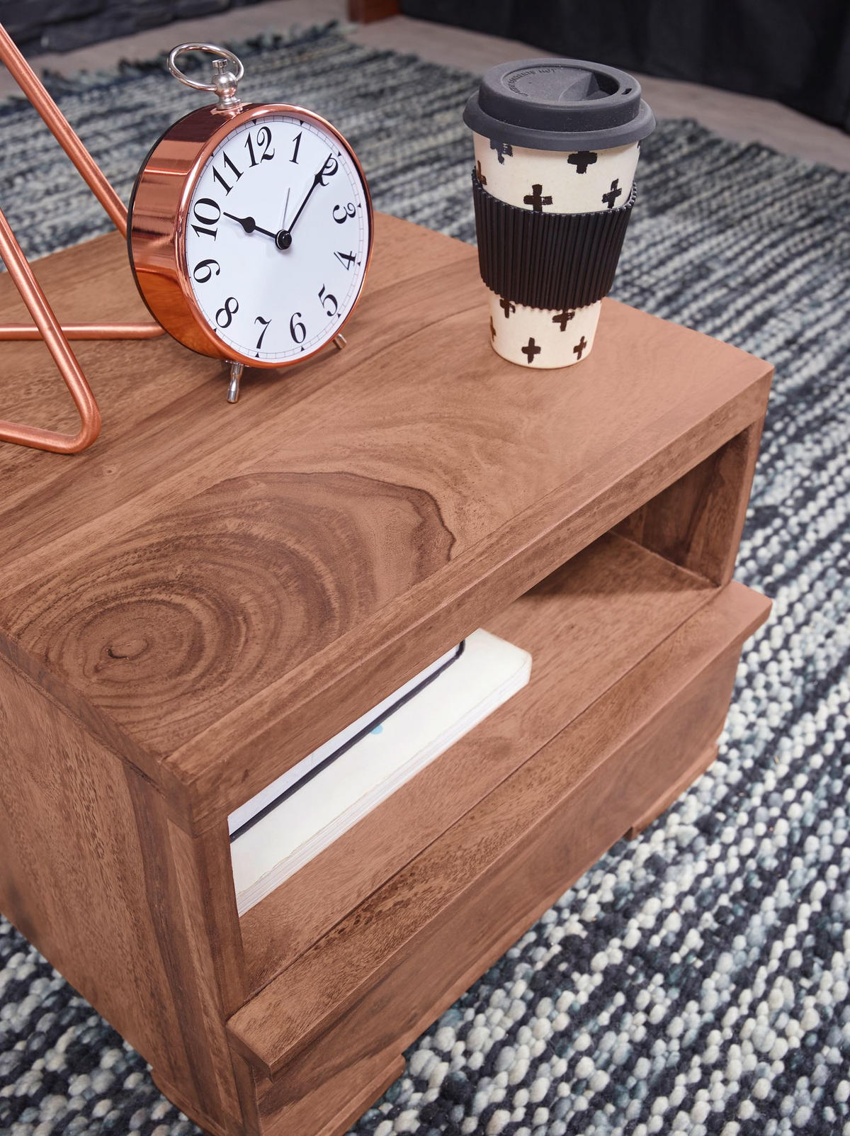 NACHTTISCH Massivholz Schublade Ablage Pflegeleicht NAKO, Beige 40x40x30 cm - Beige, Holz (40/30/40cm) - KADIMA DESIGN