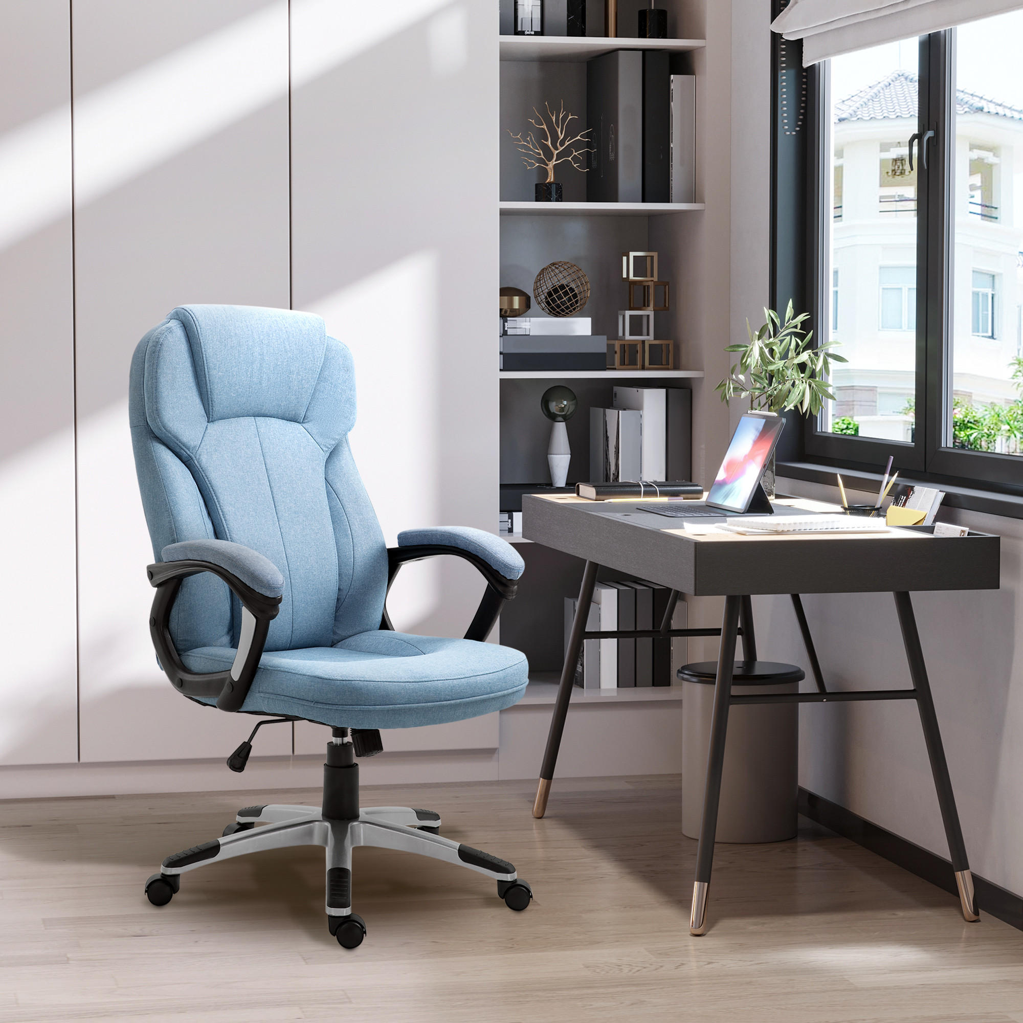 BÜROSTUHL, Ergonomisch, Hellblau - Hellblau, Kunststoff (75/58/66cm) - Vinsetto
