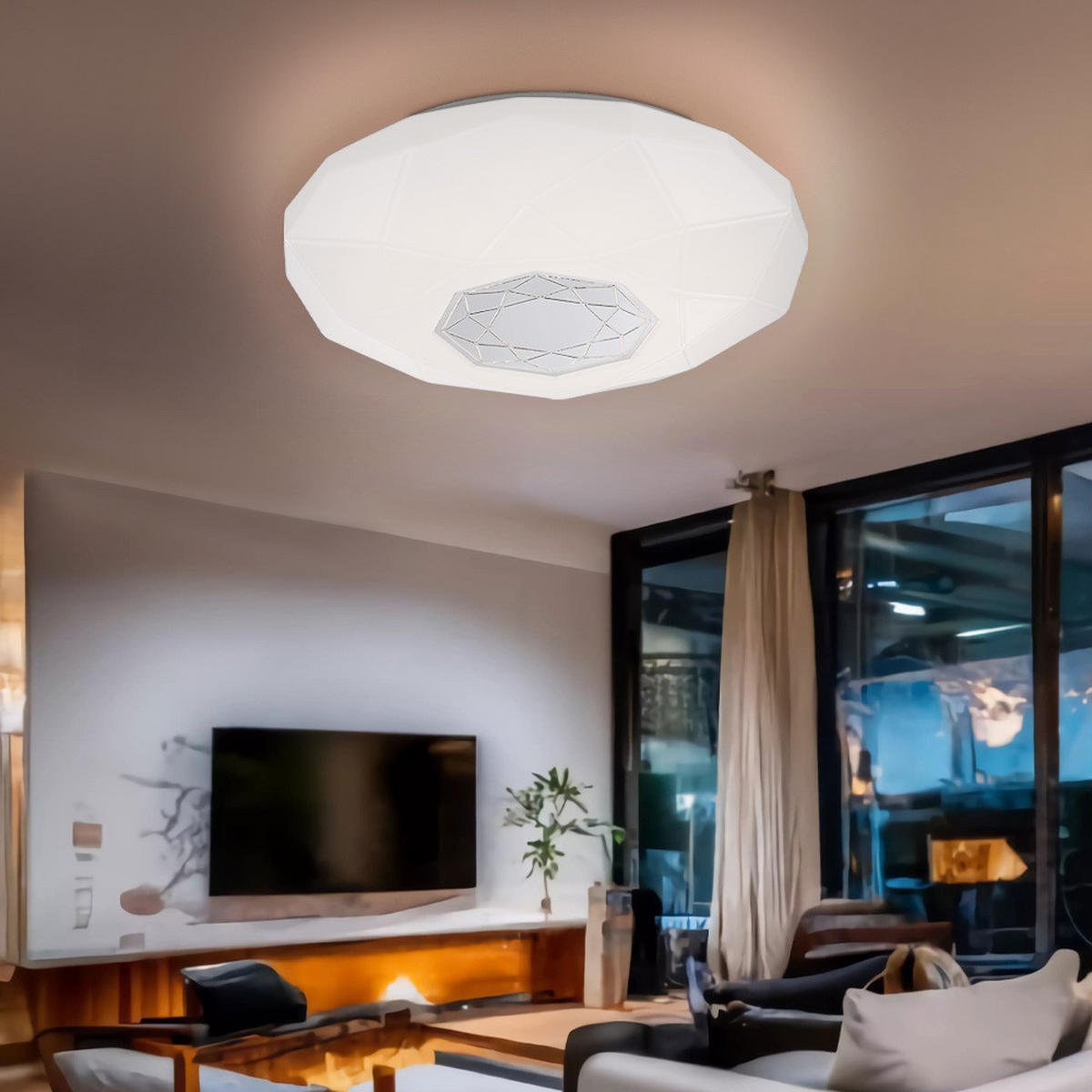 LED DECKENLEUCHTE Haluk Weiß Dekor Verspiegelt - Weiß, Metall (40/40/10.5cm) - Globo Lighting