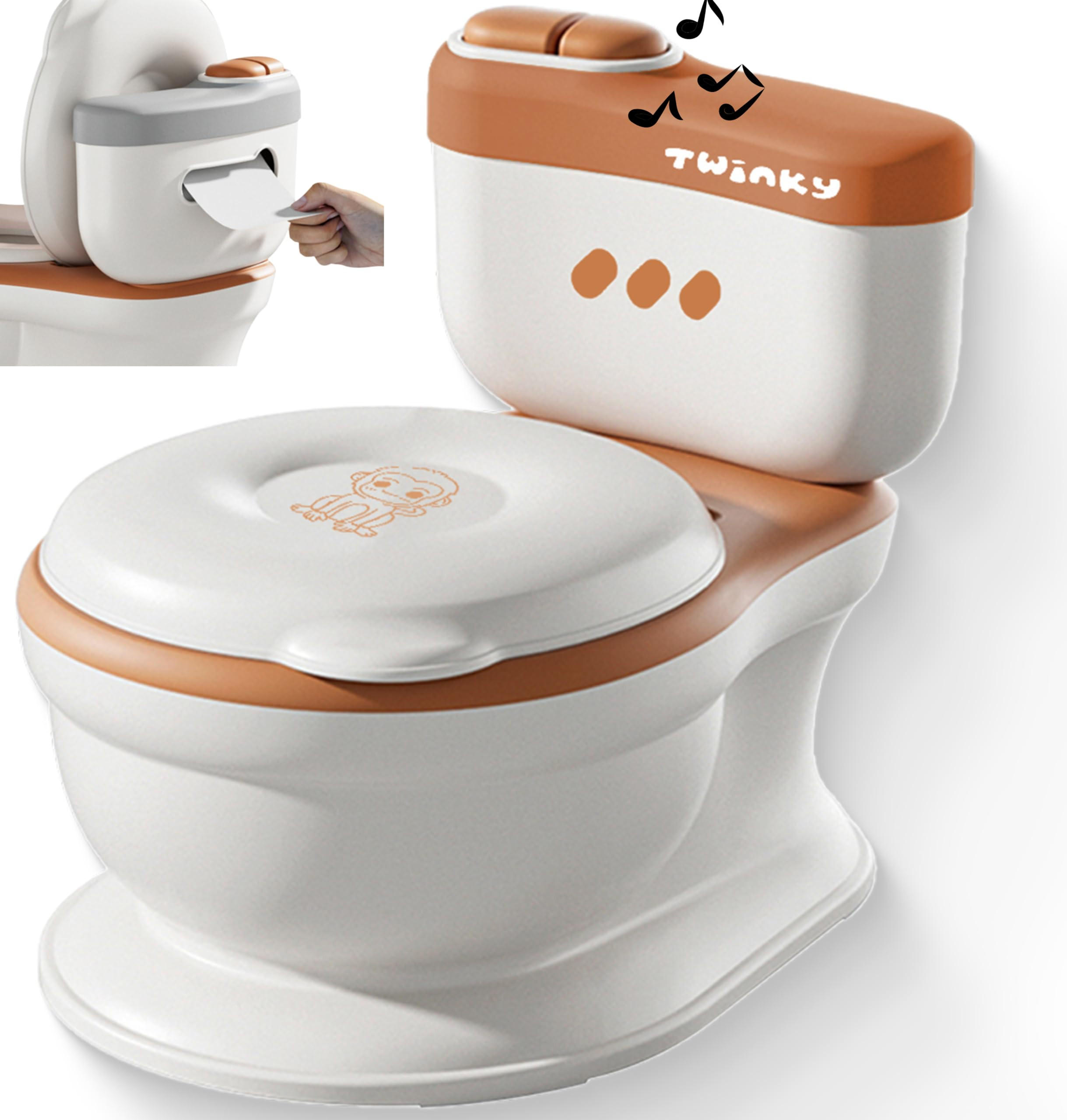 TÖPFCHEN 3-in-1 Potty Trainer & Kindertoilette Weiß Braun - Weiß/Braun, Kunststoff (39/40cm) - Twinky