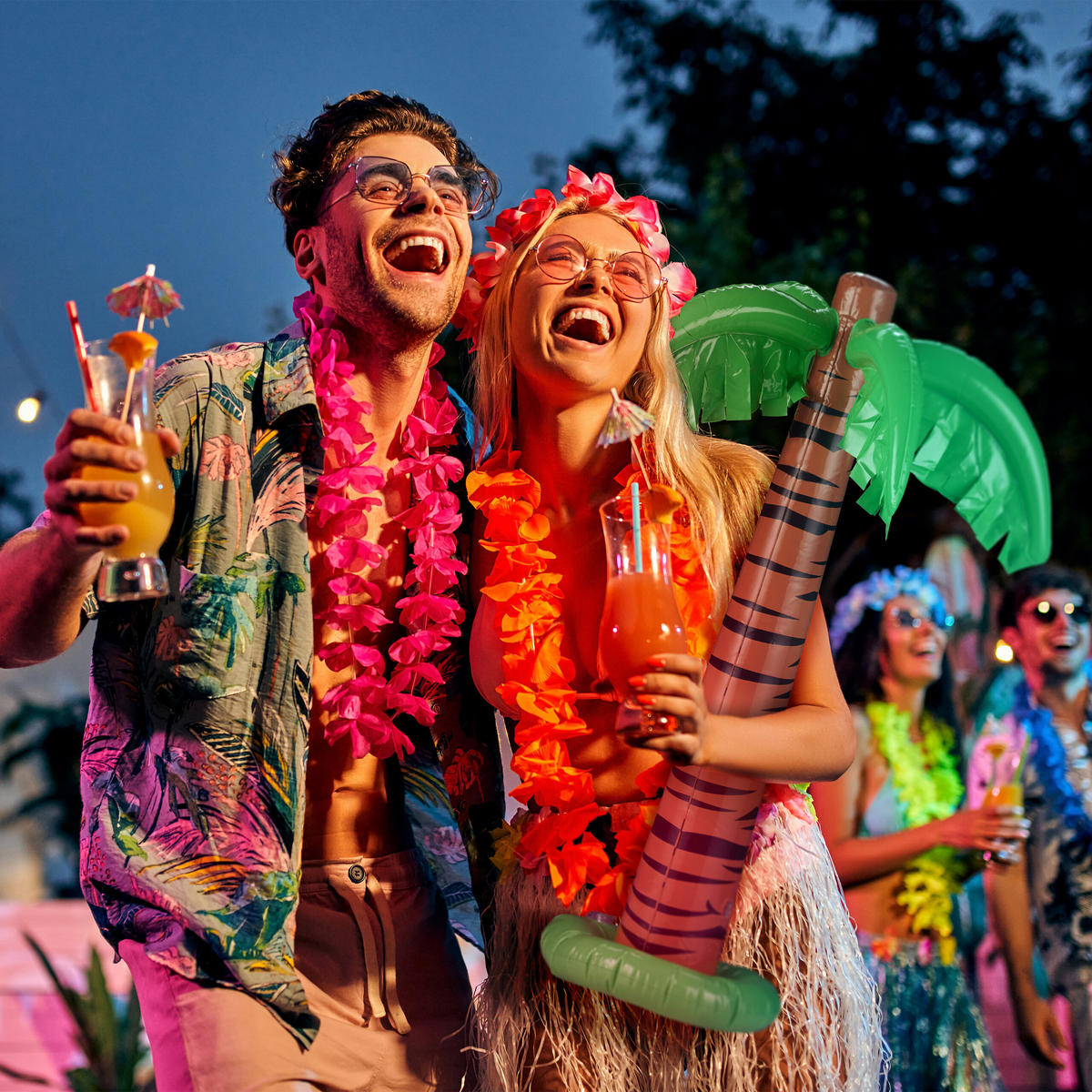 2xAUFBLASBARE Palme - Multicolor, Kunststoff (62/80/62cm) - Relaxdays