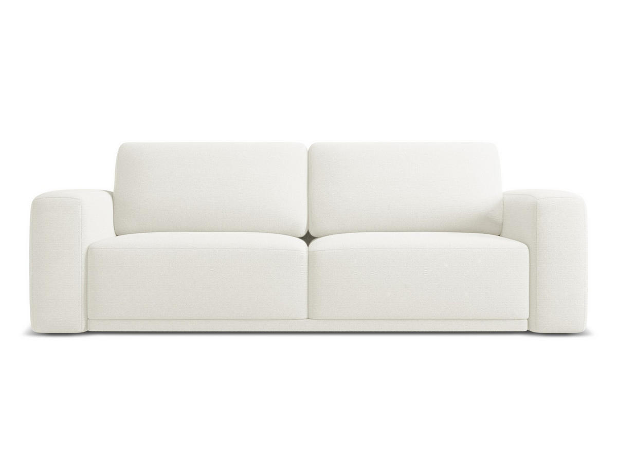 3-SITZER SOFA mit Schlaffunktion Chenille Stoff Weiß - Schwarz/Weiß, Kunststoff/Textil (242/91/100cm) - Makamii