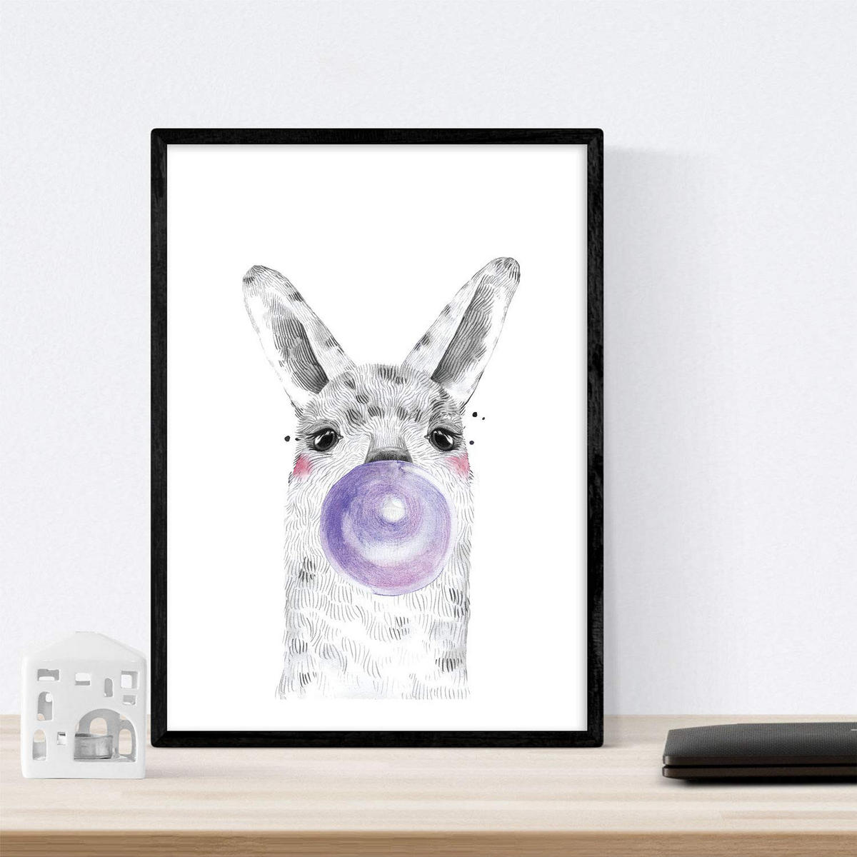 POSTER Set Mit 6 Tiere Babys Mit Kaugummi Kaninchenkuh Fuchs Pferd Bär Flamme - Klar, Papier (29/3cm) - Nacnic