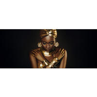 GLASBILD 125x50 cm Frau schwarz gold - Braun, Glas (125/50cm) - artissimo