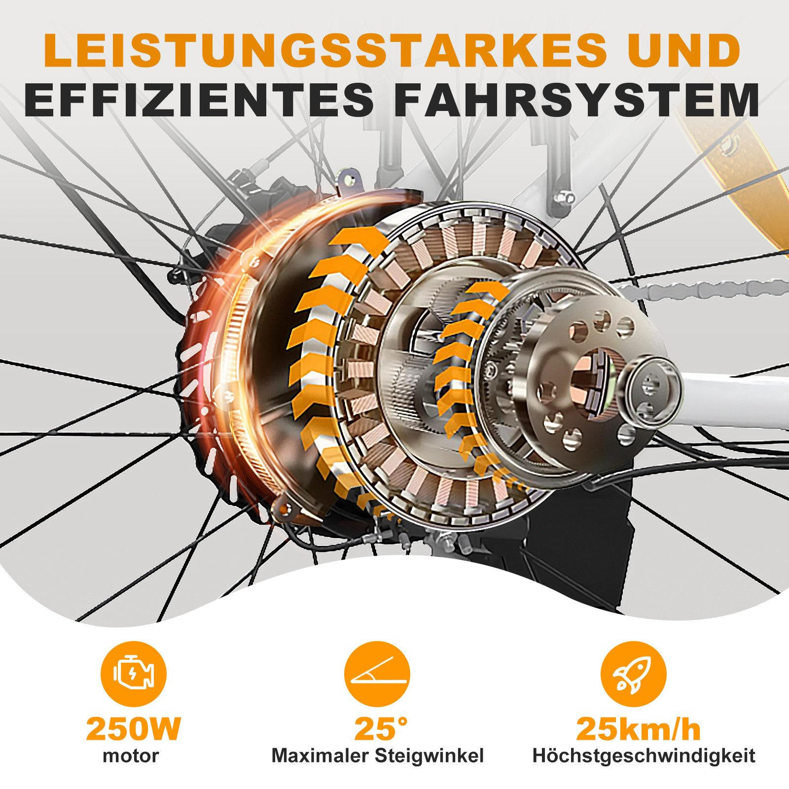 E-BIKE Cityrad BK27 250W-Motor 36V 13Ah Akku - Weiß, Metall (87cm) - HITWAY